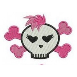 Stickmuster - Skull Princess Haare voll